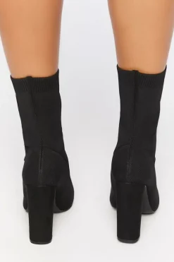 Block Heel Sock Booties (Wide)