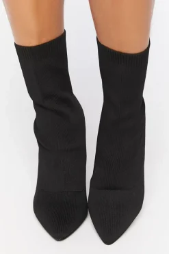 Block Heel Sock Booties (Wide)