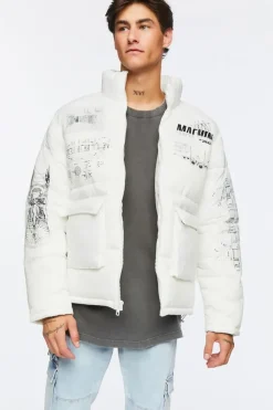 Blueprint Graphic Puffer Jacket
