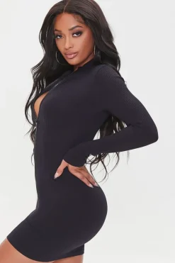 Bodycon Zip-Front Mini Dress