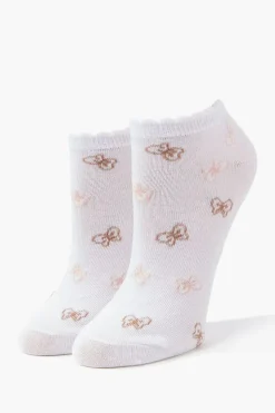 Bow Print Scalloped-Trim Ankle Socks