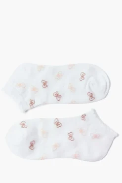 Bow Print Scalloped-Trim Ankle Socks