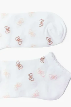 Bow Print Scalloped-Trim Ankle Socks