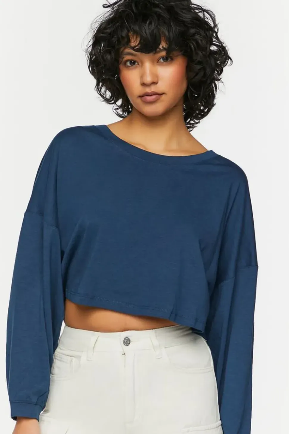 Boxy Long-Sleeve Cropped Tee