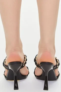 Braided Chain Open-Toe Stiletto Heels
