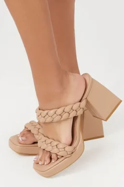 Braided Open-Toe Block Heels
