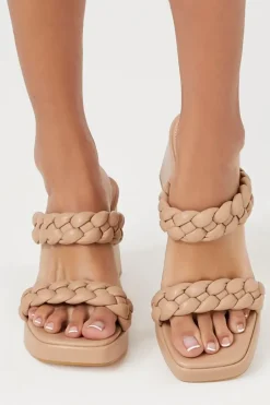 Braided Open-Toe Block Heels