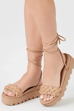 Braided Platform Lace-Up Sandals