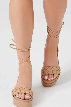 Braided Platform Lace-Up Sandals