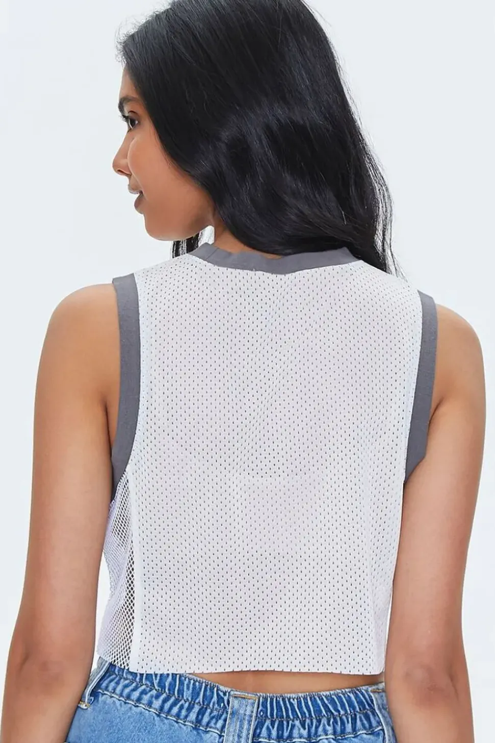 Brooklyn Graphic Mesh Jersey Crop Top