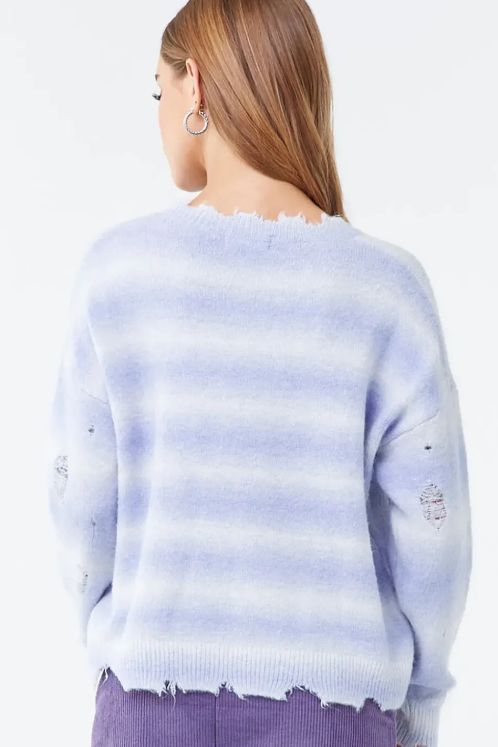 Brushed Distressed Striped Sweater