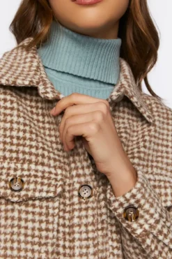 Brushed Houndstooth Longline Shacket