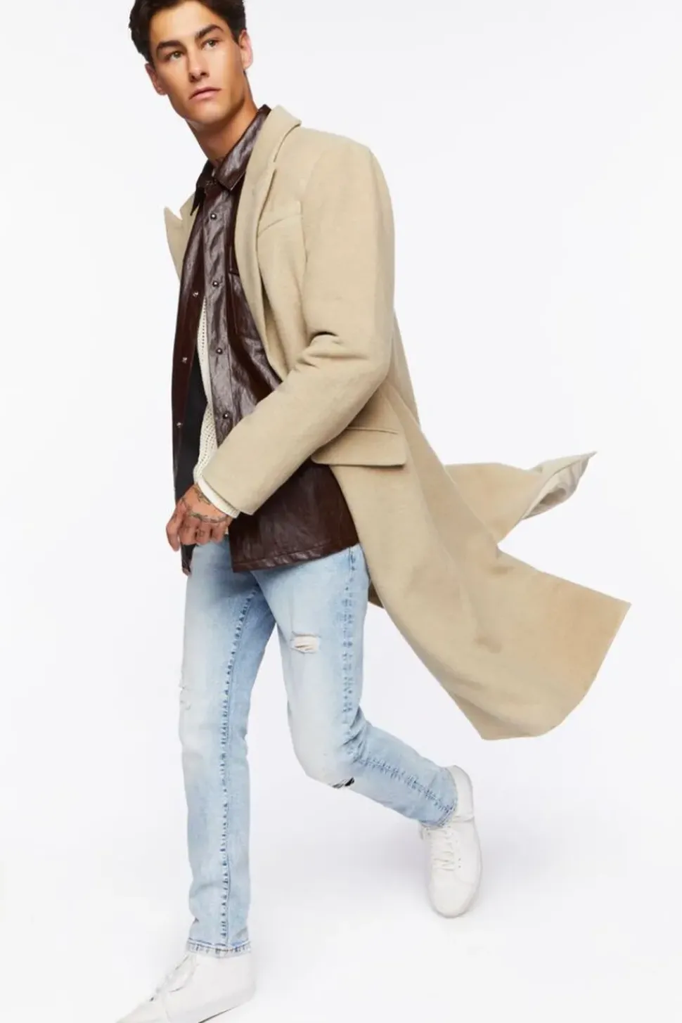 Brushed Notched Longline Coat