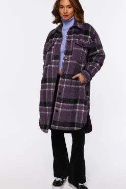 Brushed Plaid Longline Shacket