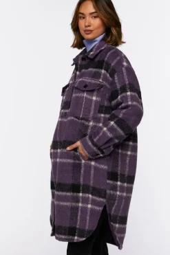 Brushed Plaid Longline Shacket