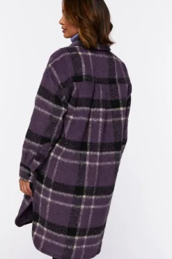 Brushed Plaid Longline Shacket