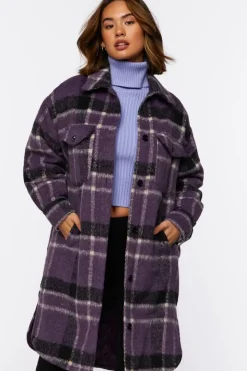 Brushed Plaid Longline Shacket