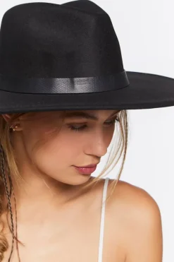 Brushed Velvet-Trim Fedora