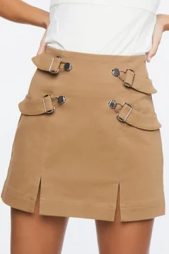 Buckled M-Slit Mini Skirt
