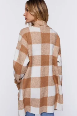 Buffalo Plaid Longline Cardigan Sweater