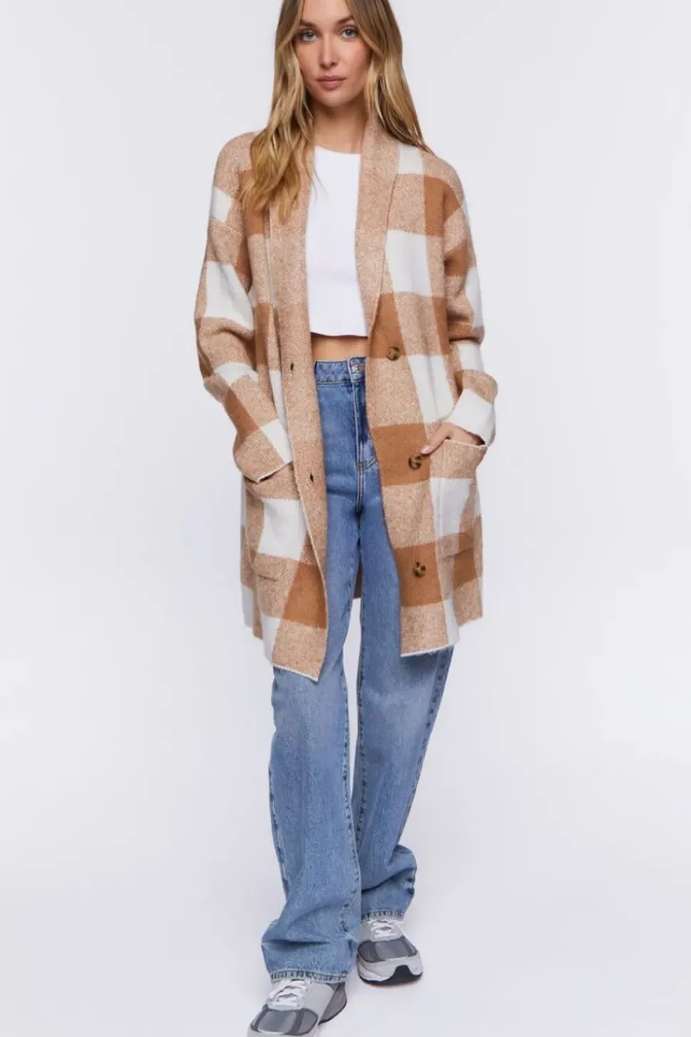 Buffalo Plaid Longline Cardigan Sweater