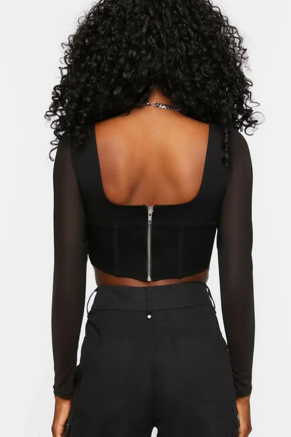 Bustier Long-Sleeve Crop Top