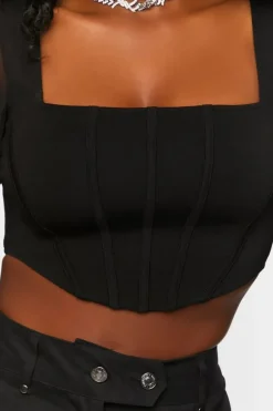 Bustier Long-Sleeve Crop Top