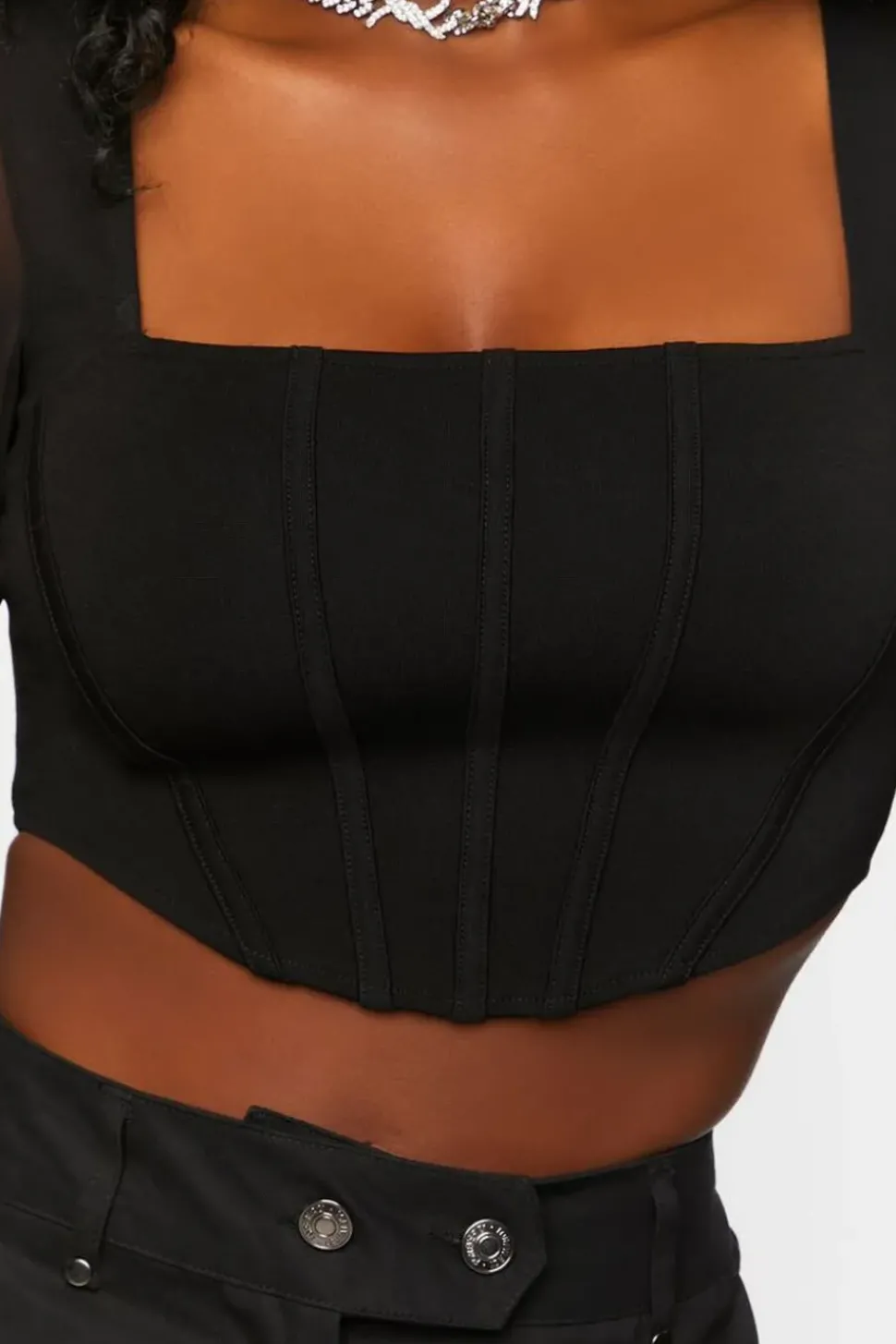 Bustier Long-Sleeve Crop Top
