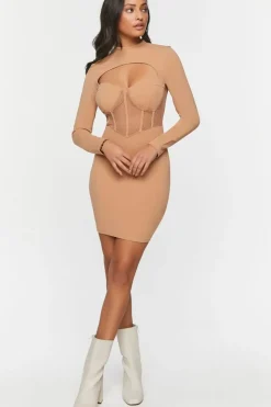 Bustier Mesh Cutout Mini Dress