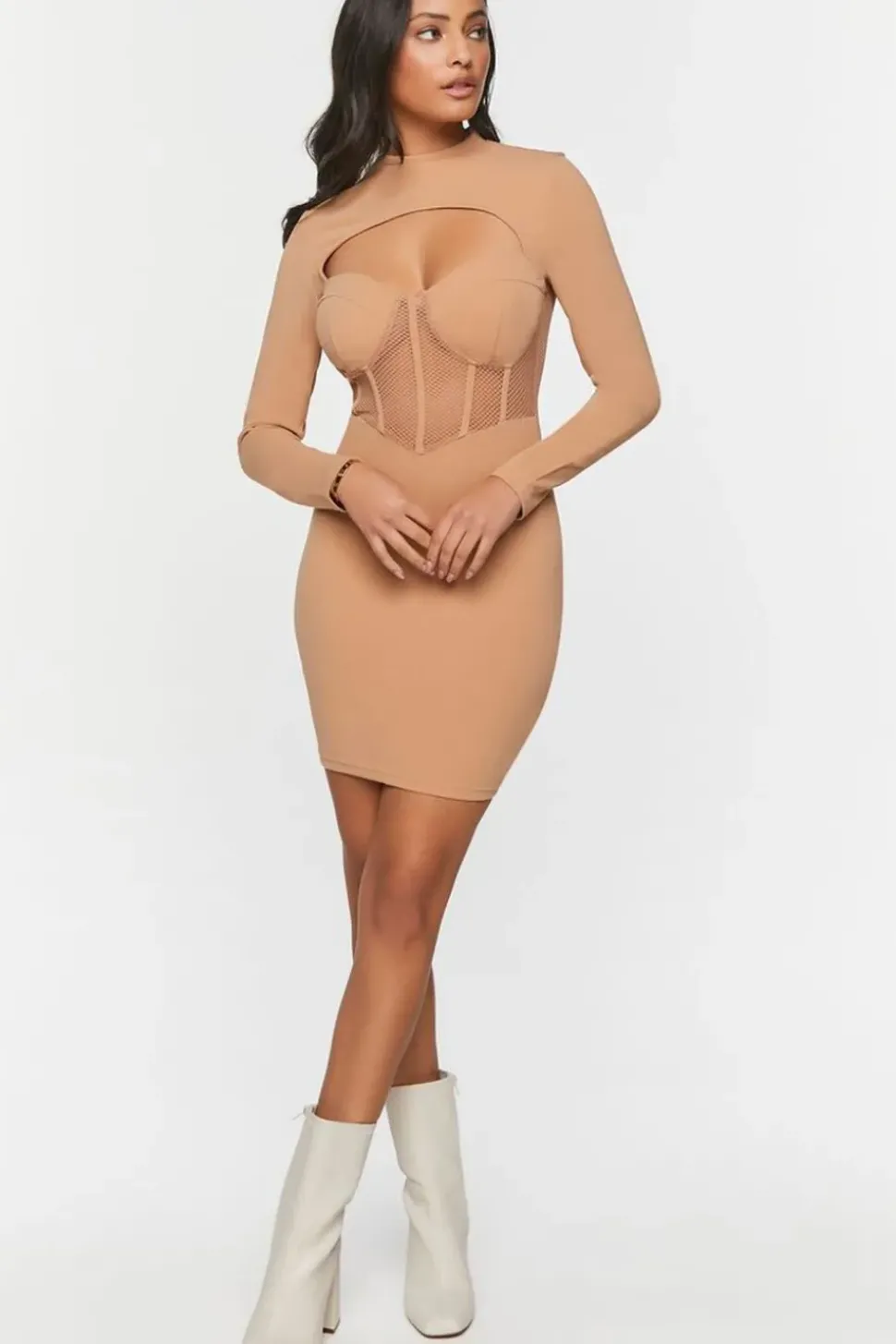 Bustier Mesh Cutout Mini Dress