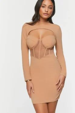 Bustier Mesh Cutout Mini Dress