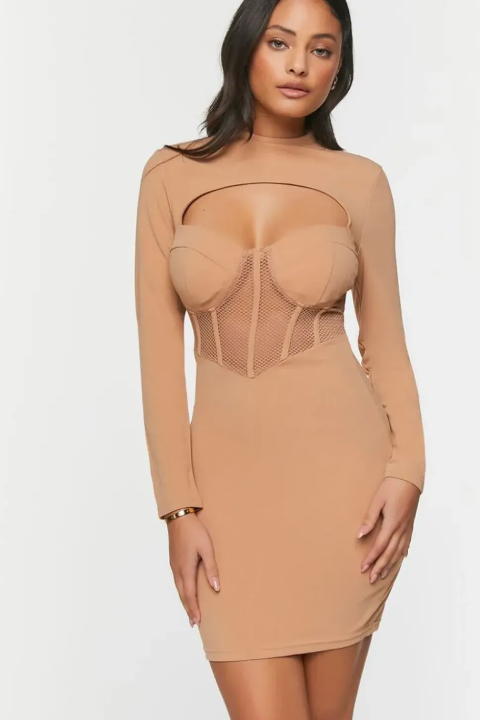 Bustier Mesh Cutout Mini Dress