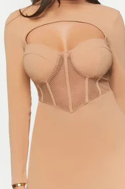 Bustier Mesh Cutout Mini Dress