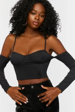 Bustier Open-Shoulder Crop Top