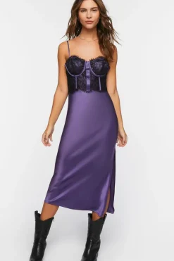 Bustier Satin Slip Midi Dress