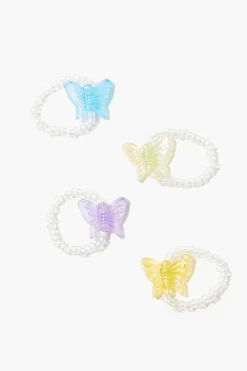 Butterfly Beaded Ring Set