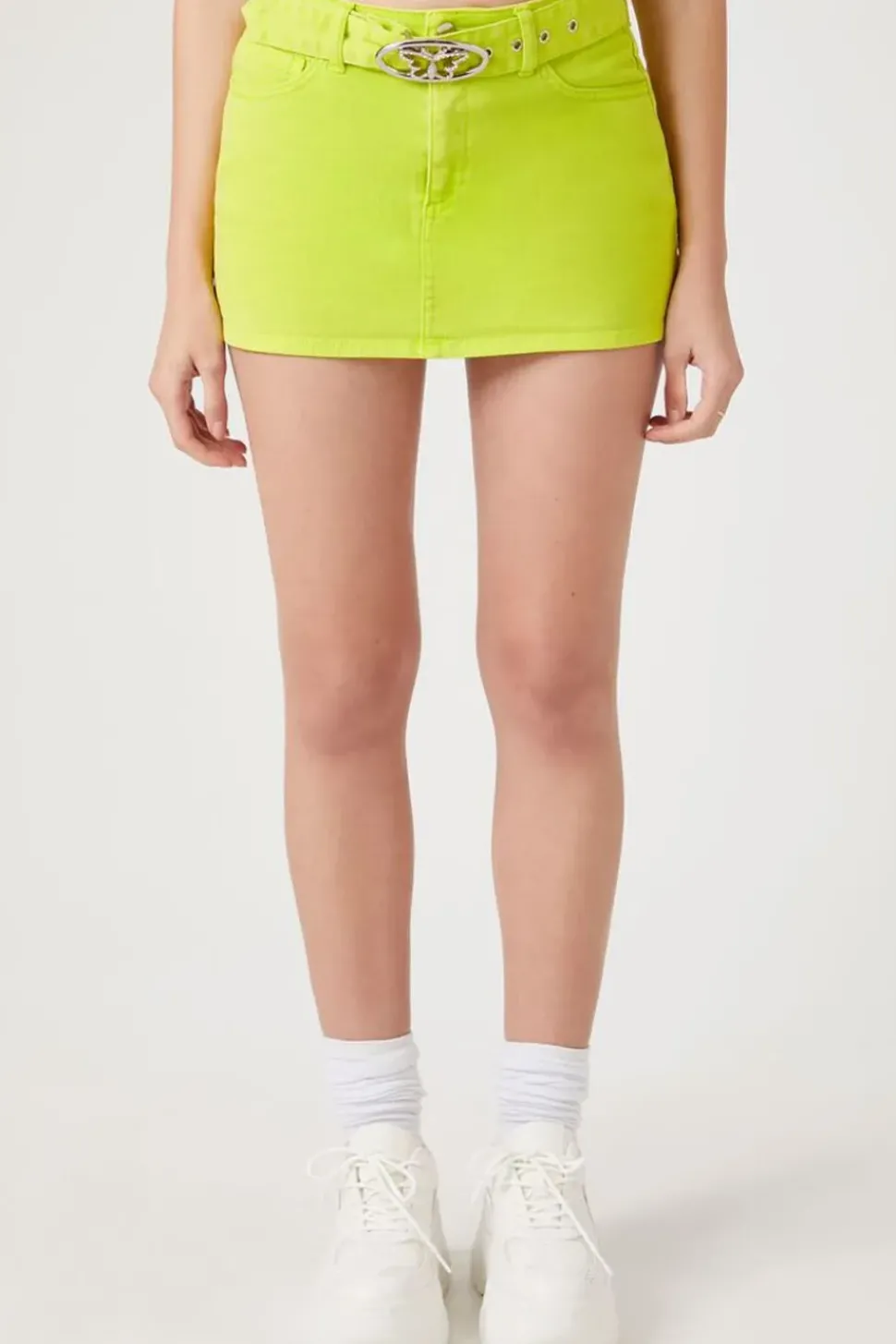 Butterfly-Belted Twill Mini Skirt