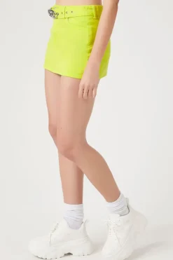Butterfly-Belted Twill Mini Skirt