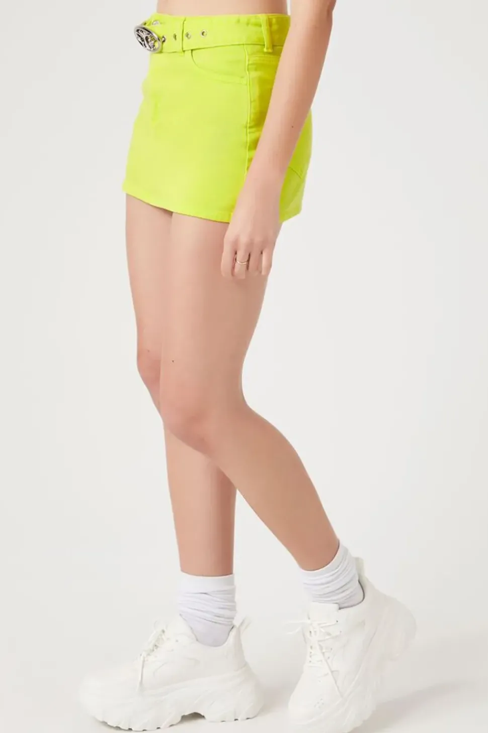 Butterfly-Belted Twill Mini Skirt