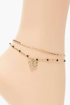 Butterfly Charm Layered Anklet