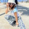 Butterfly Checkered Bucket Hat
