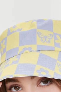 Butterfly Checkered Bucket Hat