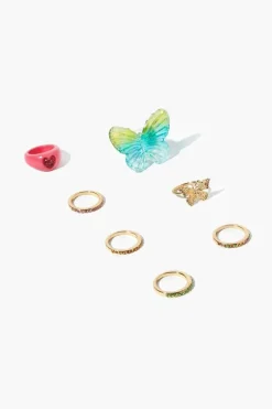 Butterfly & Cocktail Ring Set