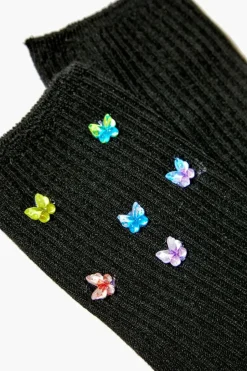 Butterfly Embellished Crew Socks