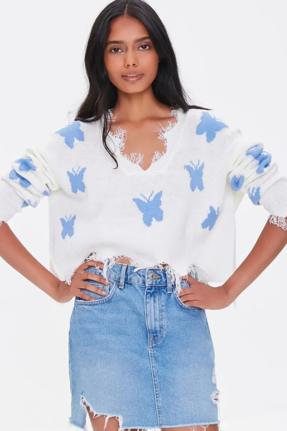 Butterfly Frayed Sharkbite Sweater