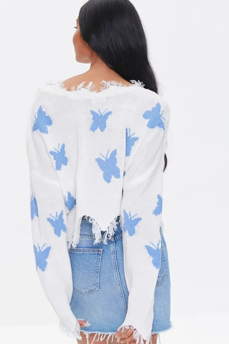 Butterfly Frayed Sharkbite Sweater