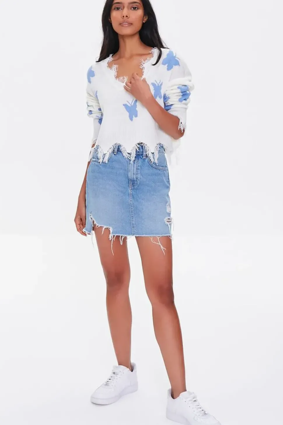 Butterfly Frayed Sharkbite Sweater