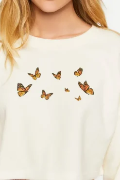 Butterfly Graphic Cropped Pullover