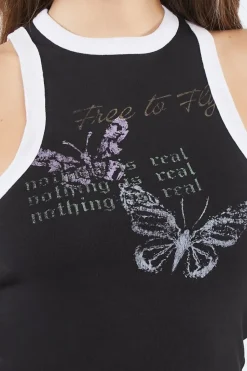 Butterfly Graphic Cropped Tank Top