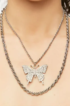 Butterfly Pendant Necklace Set
